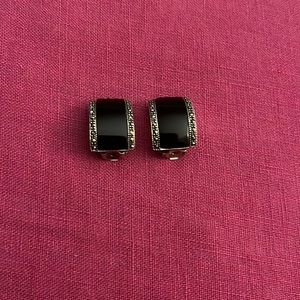 Sterling silver black stone earrings